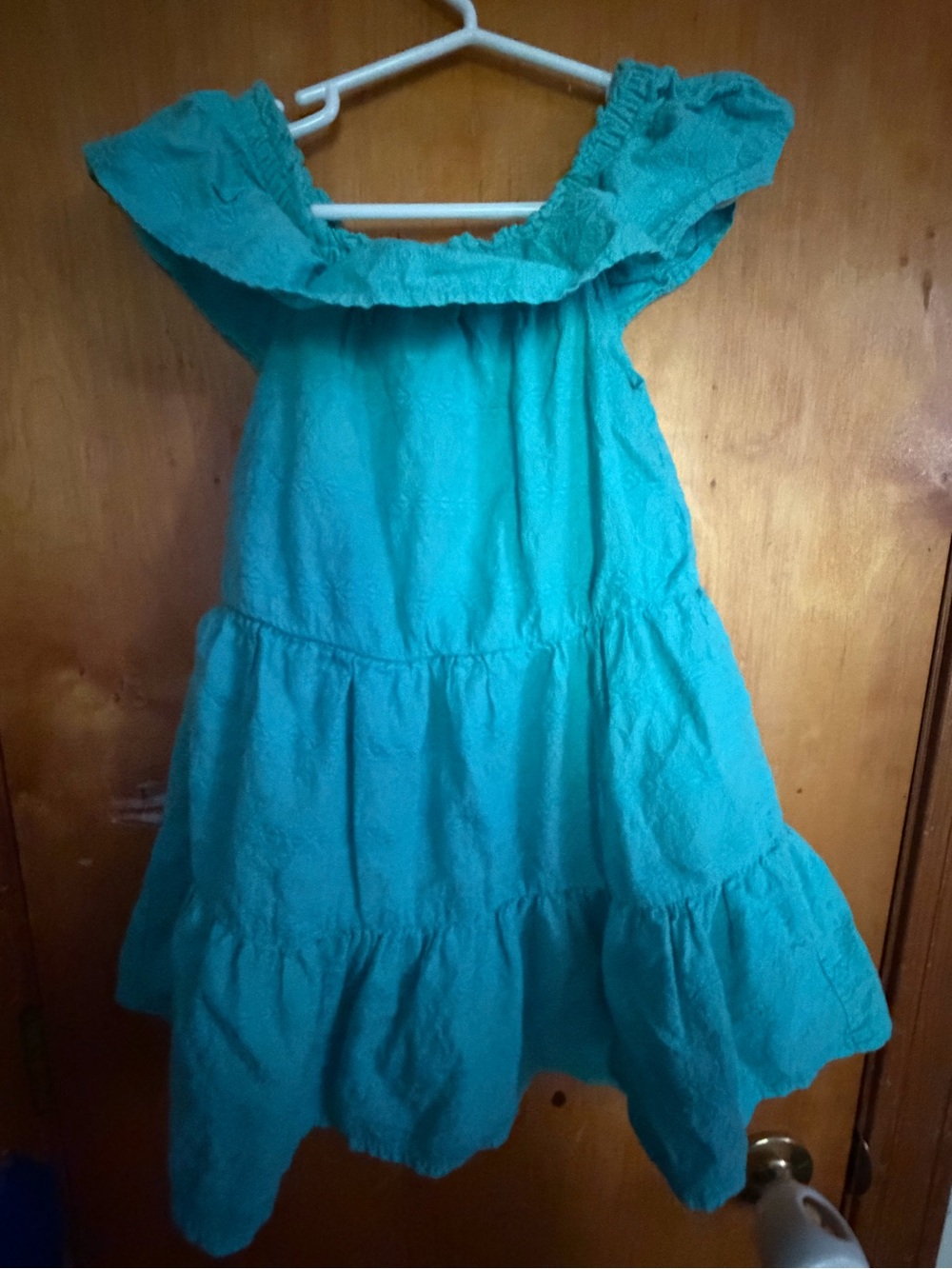 OshKosh B'gosh Teal Ruffle Off-Shoulder Tiered Dress